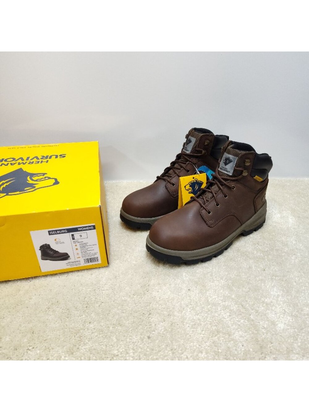 Herman Survivors Womens US 9 Iselburg Brown Steel Toe Waterproof Work Boots NIB